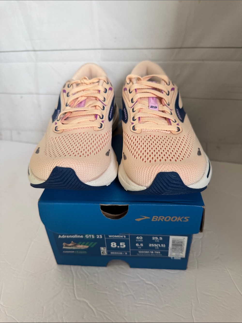 Brooks Size 8-8.5B Adrenaline GTS 23 Women's Running Shoes Apricot (Estate Blue) - Picture 3 of 9